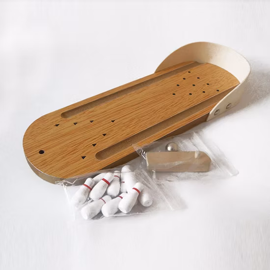 Mini giocattoli in legno Gioco da bowling da tavolo Giocattolo da tavolo interattivo per interni Divertente gioco in legno per bambini e adulti